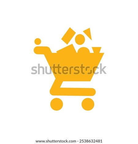 Shopping cart icon. Yellow flat design style eps 10. Add to Shopping cart icon. UI design element, cart button icon. Shopping cart symbol