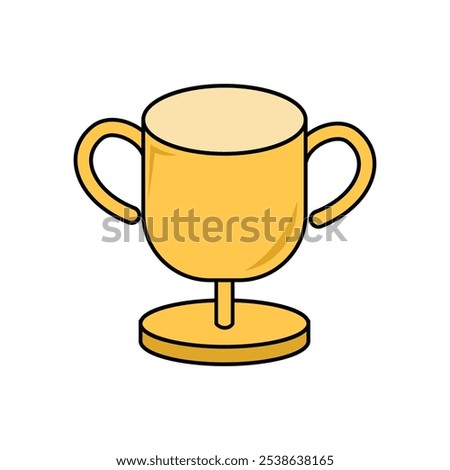 Trophy cup icon in flat style isolated on white background. Award ribbon icon in flat color style. Winner first prize success. Element design symbolizes victory and achievement