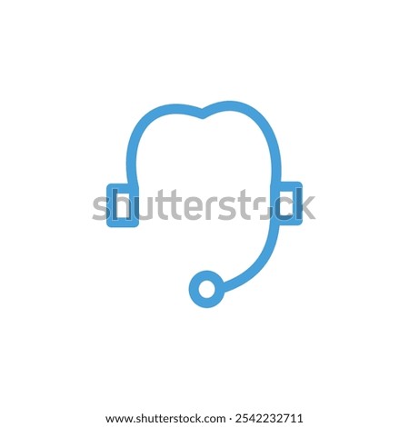 Illustration element design of headset in flat design. Headphones and stethoscope icon. Made in a blue striped style with white as the base color.