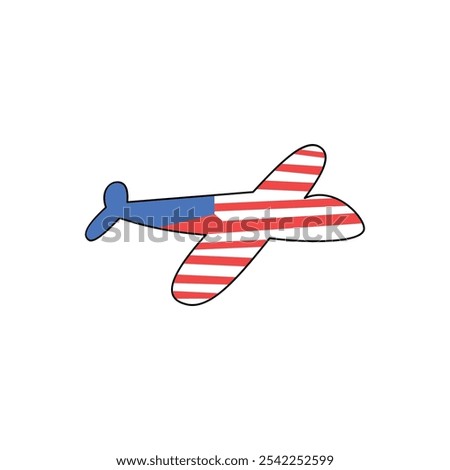 Airplane with flag of America illustration. Design element illustration icon airplane with American flag pattern. Illustration icon of airplane for various purposes