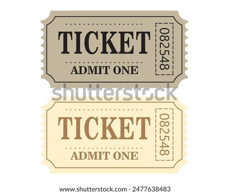 Retro ticket design template. Admit one. Tickets for cinema, movie, circus, carnival, film, festival, etc. Vector illustration.