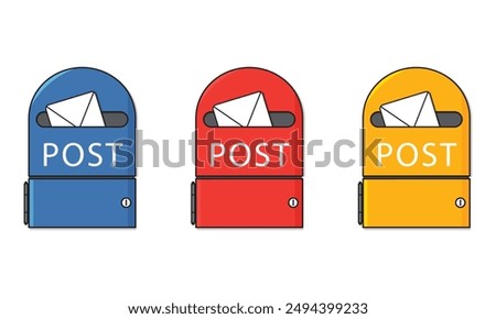 Mail box vector post mailbox. Set of postboxes.