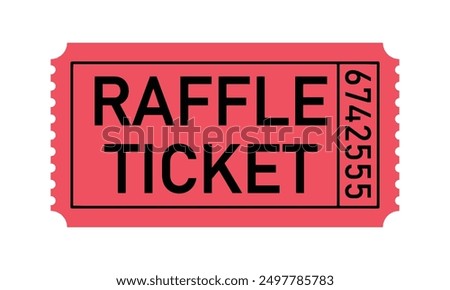 Red raffle ticket icon. Vector image isolated on white background.