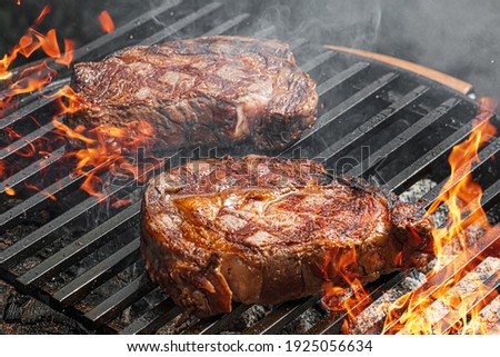 barbecue steak fried on the grill