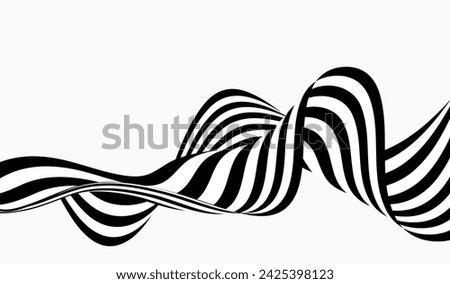 Abstract wave background, black and white wavy stripes or lines design.