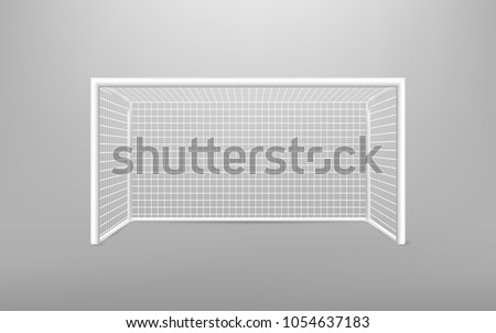 Football soccer goal realistic sports equipment.  Football goal with shadow. isolated on transparent background. Vector illustration. Eps 10.