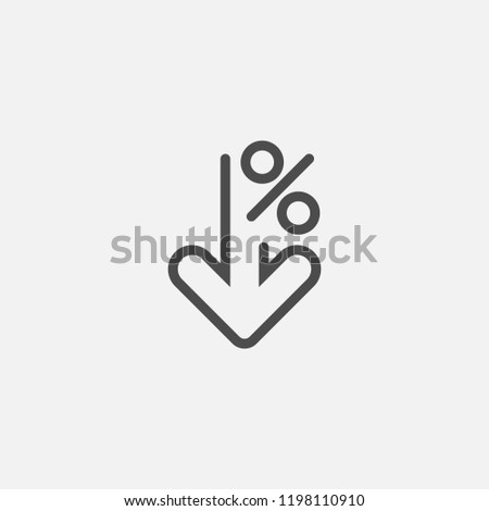 Percent down line icon isolated on white background. Vector illustration. Eps 10. 