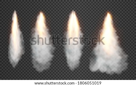 Smoke and fire from space rocket launch. isolated on transparent background. Vector illustration. Eps 10.
