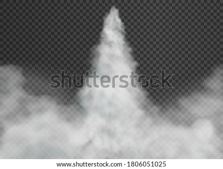 Spaceship fly rockets launch smoke cloud. isolated on transparent background. Vector illustration. Eps 10.
