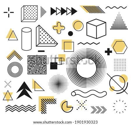Memphis, set of abstract geometric shapes. Retro elements for web, vintage, advertisement, commercial banner, billboard, sale, poster, leaflet. Vector illustration. Eps 10.