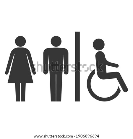 Toilet icons. Man, woman, handicap.Restroom, bathroom in a public area, navigation. Vector illustration. Eps 10.