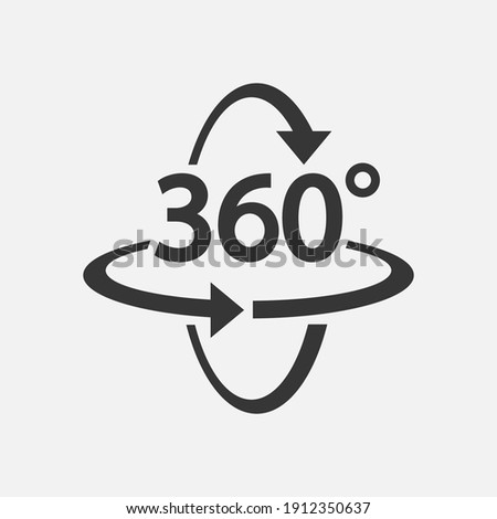 360 Icon. 360 degree view symbol. Vector illustration. Eps 10.