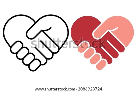 Heart Shaped Handshake Icon. Vector illustration. Eps 10.
