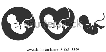 Fetus icon. Prenatal human child with placenta symbol. Embryo sign. Vector illustration. Eps 10. Stockfoto © 