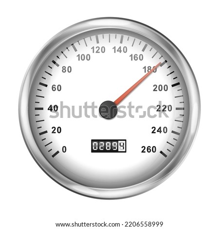 Realistic speedometer. Realistic glossy rounded buttons with speedometer. Vector illustration. Eps 10.