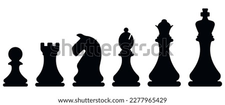 Chess pieces icon. Chess icons. King, queen, rook, knight, bishop, pawn. Vector illustration. Eps 10.