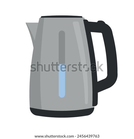 Electric kettle. Modern electric tea kettle or teakettle with hot boiling water. Vector illustration. Eps 10.