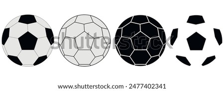 Set of soccer balls or football ball.  Vector illustration. Eps 10.