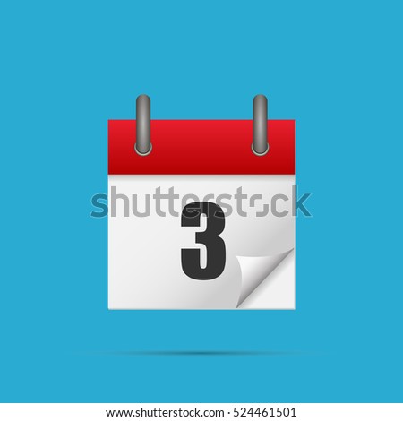 Calendar icon. Calendar date - 3th