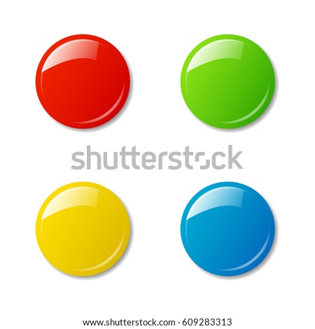 Colored magnets isolated on white background. Vector illustration.