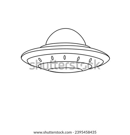 UFO Outline Icon. UFO Line Art Logo. Vector Illustration. Isolated on White Background