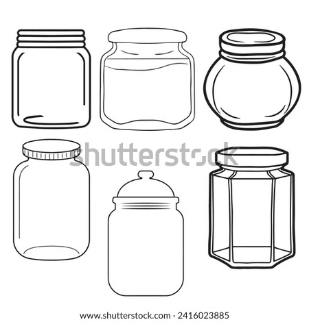 different styles glass jar set vector. Jar Diversity: Vector Illustration of Unique Styles Jar Set