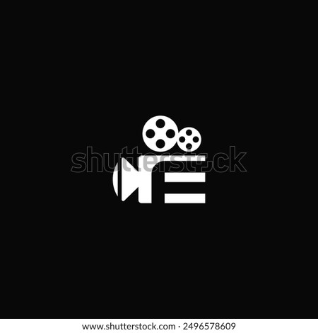 Movie camera combination with letter F logo design.