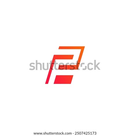 F2 letter and number, negative space company logo design.