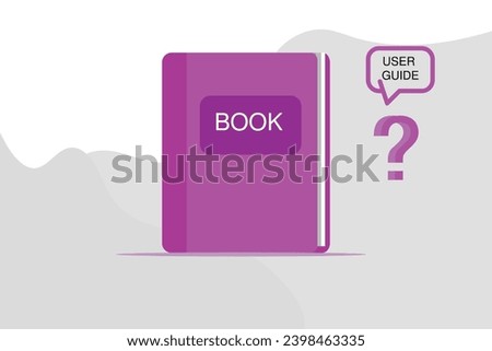 User manual guide book concept, People characters holds magnifier to read for guidance manual instruction textbook