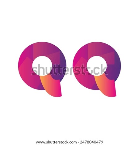Initial Letter QQ Logo Lowercase, magenta and orange, Modern and Simple Logo Design
