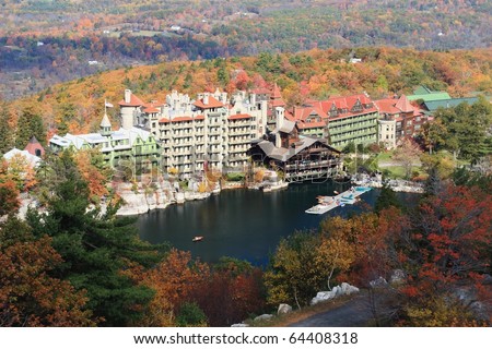 Looking Down On Mohonk Lake And Mohonk Mountain House Resort Surrounded ...