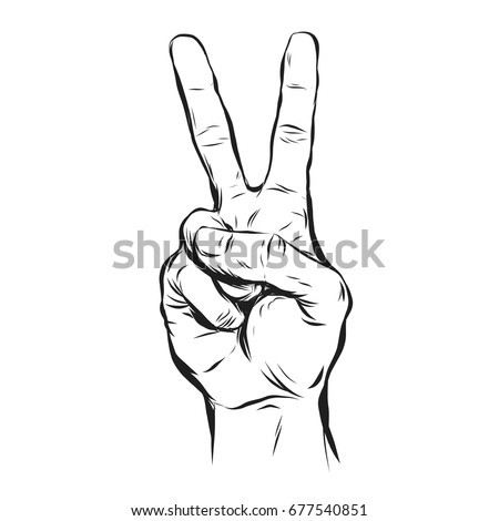 Hand Peace Sign Vector