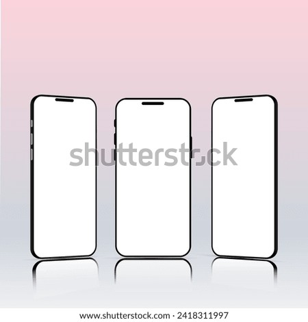 3d high quality smartphone Vector with different angle and isolated background for show mobile app