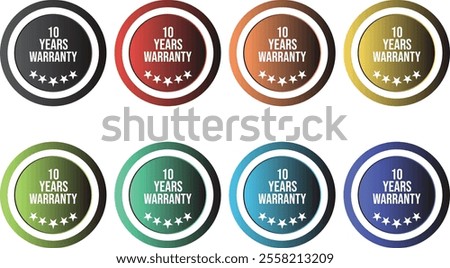 Ten Years Warranty Limited Warranty Badge Collection with different color 