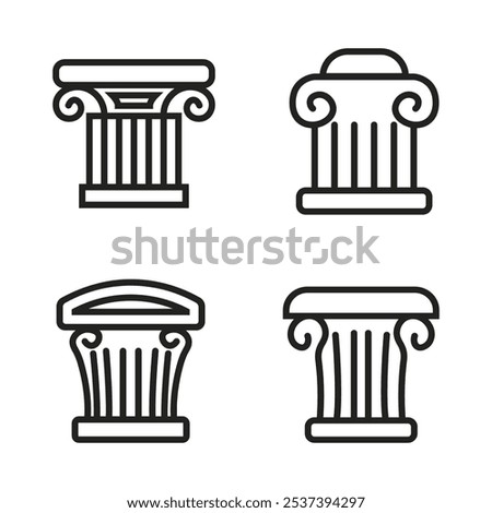 Black and white Greek Ionic column pack illustration