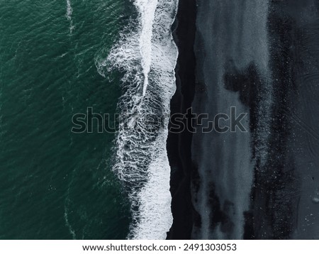 Similar – Image, Stock Photo Aerial perspective at a single tree and a crossing little river in a winter snowy top view.