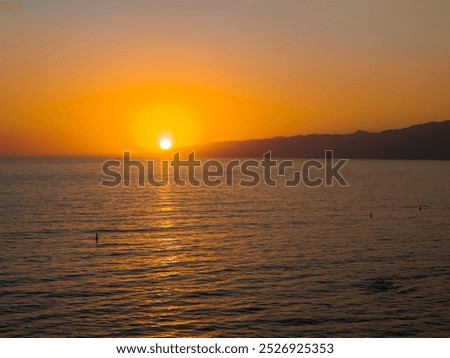 Similar – Image, Stock Photo Calm sea near hill under cloudy sky in foggy weather