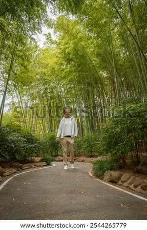 Similar – Foto Bild Wald mit hohem Bambus und grünen Blättern