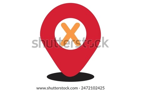 Wrong  Location map pin gps pointer markers, Geolocation and navigation. Icon for mobile and electronic devices, web design, infographic elements, presentation templates. Vector illustration