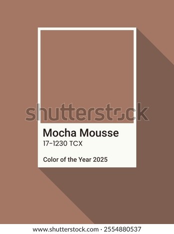 Vertical background with color of the year Mocha Mousse 2025 with inscription and number in square plate. Vector illustration EPS10