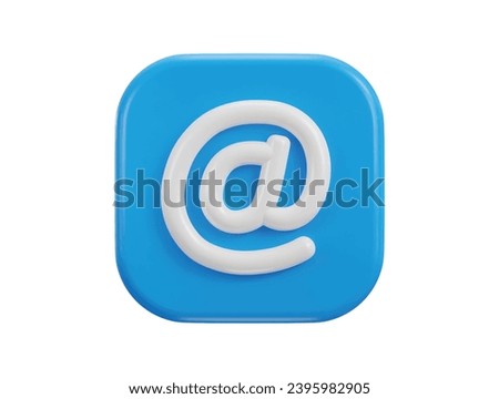 3d email icon on at the rate sign social media icon