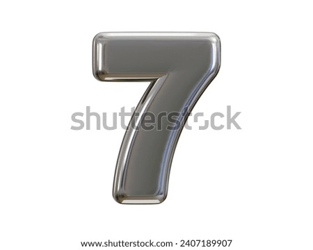 luxury silver number 7 typography 3d render