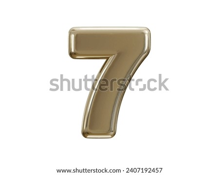 luxury golden number 7 typography 3d render