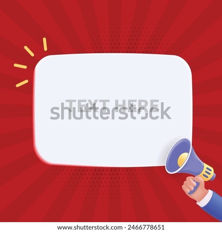 Announcement post banner. 3d vector render for alert and announcing on isolate red background. Announce promotion, Notice announcement post background, Rendering of announcement banner background.