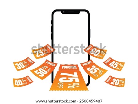 Flying gradient vouchers, vouchers, exchange. Discount, profitable purchases, Offers, Special premium price offers sale coupon. vector illustration, mobile pop up vouchers.