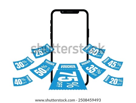 Flying blue vouchers, vouchers, exchange. Discount, profitable purchases, Offers, Special premium price offers sale coupon. vector illustration, mobile pop up vouchers.