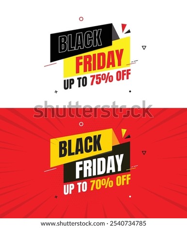 Black Friday social media post template, Black Friday sale, Exclusive Offer template. banner design for black Friday, Up to 75% off, 50%, 70% off, 80% off with red and whit background, Offer template.