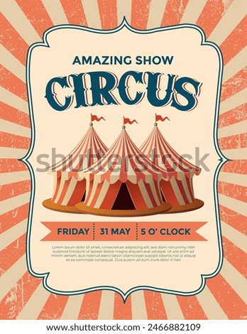 Retro circus poster. Invitation for circus magic show