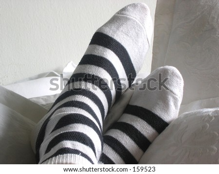 black and white striped socks