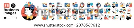 Business Concept illustrations. Mega set. Collection of scenes with men and women taking part in business activities. Vector illustration Stock foto © 